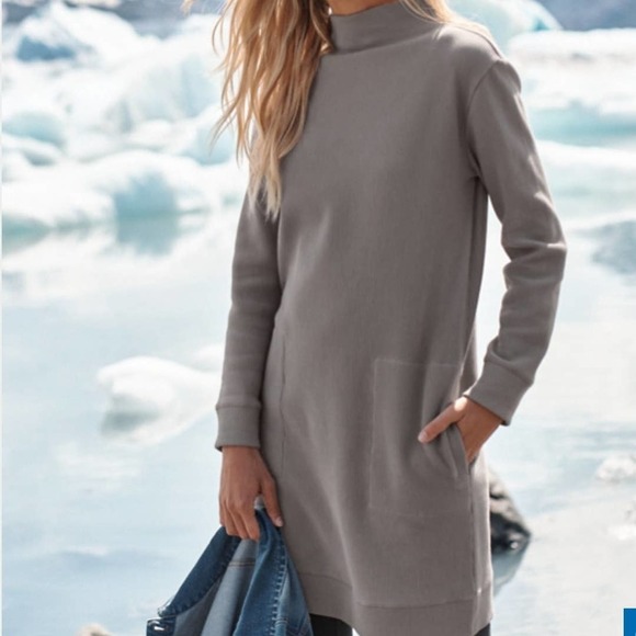 NEW Garnet Hill Organic Cotton Ribbed‎ Cocoon Dress XL Grey Taupe NWT - Picture 9 of 10